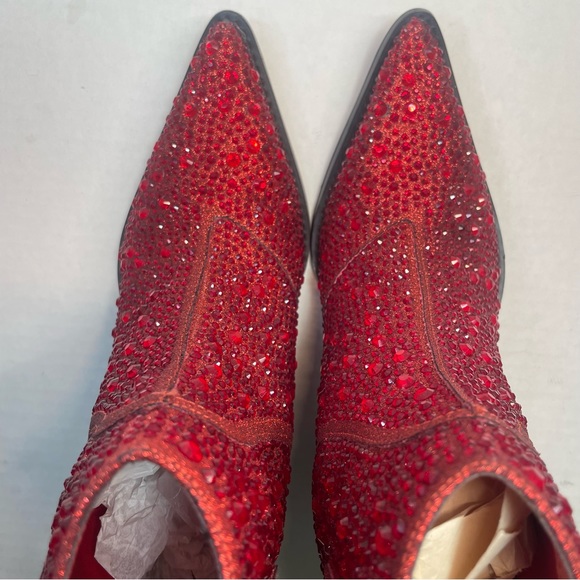 BNIB FIRST QUALITY Jessica Simpson Red Tamira 2 Rhinestone Ankle Boots 6M - Picture 4 of 15